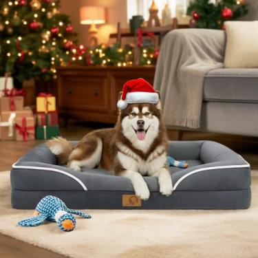 Imagem de HOMEMATE Cama para cães extragrande: 122 x 89 cm Cama ortopédica para cães grandes XXL Cama de gato para animais de estimação ao ar livre suprimentos de sofá com almofada de gaiola de cachorro de