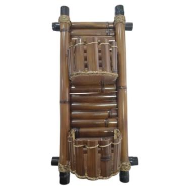 Imagem de Suporte Parede p Plantas em Bambu Floreira Dupla Torre Sisal