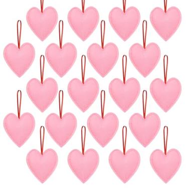 Imagem de 24 peças de enfeite de coração de feltro para pendurar no dia dos namorados, enfeites em forma de coração para casamento, dia dos namorados, aniversário, decoração de festa de Natal (rosa)