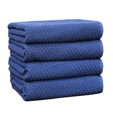 Imagem de COTTON CRAFT Toalha de banho Waffle - Conjunto de 4 toalhas de tecido waffle de luxo Euro Spa - 100% algodão torcido - Conjunto de toalhas de banho de secagem rápida super absorvente - Grande 76 cm x