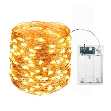 Imagem de 1 peça de luzes LED de fada de 5 m, alimentado por bateria 3AA, adequado para festas de casamento, Natal, etc. Modo constante e intermitente, branco quente