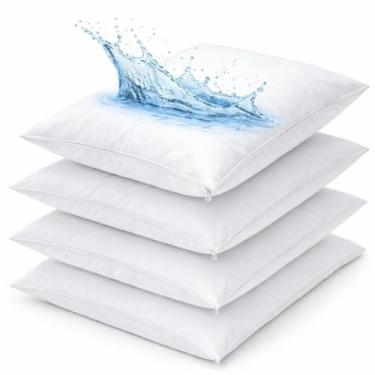 Imagem de Kit 4 Capas Protetoras de Travesseiro, 100% Algodão, 50x70cm, Branca, Lavável em Máquina, 200 Fios, com Zíper, Hipoalergênico