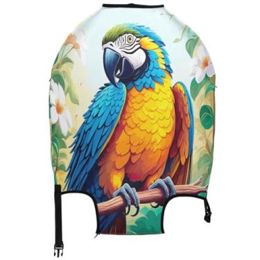 Imagem de Joisal Capa protetora de mala de arte tropical de arara azul amarela fofa antiarranhões com estampa animal essencial de viagem para mulheres,, Arte tropical de arara amarela azul, S 18-20 in, Capa de