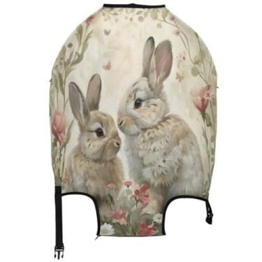 Imagem de Joisal Spring Bunnies Capa de mala de coelho da Páscoa fofa protetor de bagagem gráfico essencial para férias, coelhinho da páscoa da primavera, S 18-20 in, Capa de mala
