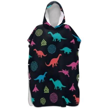 Imagem de Joisal Poncho de surf de secagem rápida para adultos, roupão com capuz, fofo, dinossauro, preto, ponchos de praia para homens