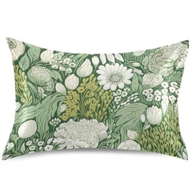 Imagem de Capas de almofada de cetim com estampa floral chique, capas de travesseiro padrão king queen padrão, cuidados com a pele, tamanho padrão, 66 cm x 50 cm