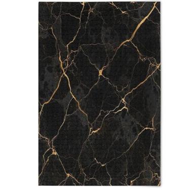 Imagem de Quebra-cabeça elegante de mármore preto com veias douradas, 1000 peças para adultos, elefante branco, divertido para adultos, arte colorida, 1000 peças, 75 x 50 cm