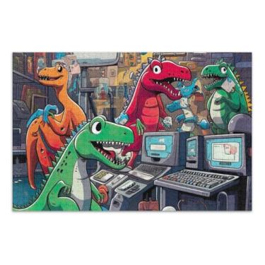 Imagem de Dinossauros de desenhos animados e quebra-cabeças de laboratório de computador para adultos 500, quebra-cabeças para adultos, jogos para noite de jogos