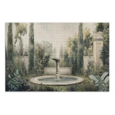 Imagem de Fonte de jardim romano quebra-cabeças 500 peças para adultos, quebra-cabeças grandes para adultos, noite de jogos em família