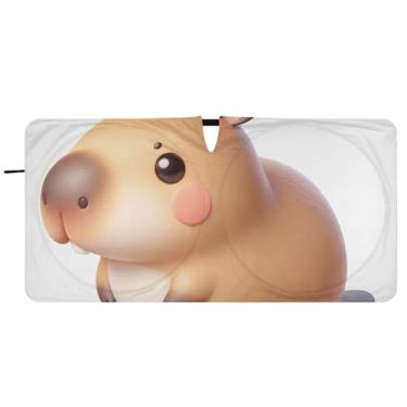 Imagem de Guarda-sol personalizado de desenho animado de capivara fofo para para-brisa de carro engraçado caminhão dobrável guarda-chuva de para-brisa automotivo, guarda-sol, 76 cm x 149 cm