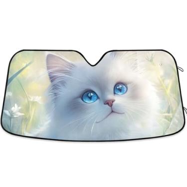 Imagem de Guarda-sol fofo de borboleta de gato Ragdoll personalizado para para-brisa de carro dobrável para-brisa frontal impressão animal automotivo M, 139,7 cm x 70,1 cm
