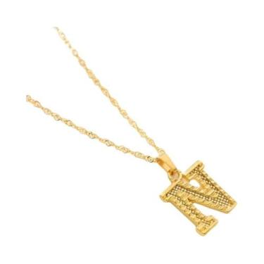 Imagem de Moda banhado a ouro 26 letras iniciais pingente onda de água corrente 