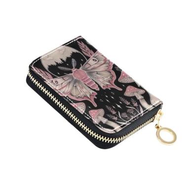 Imagem de Carteira feminina com porta-cartões com bloqueio de RFID, carteira feminina de couro com zíper e chaveiro, borboleta fofa floral