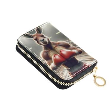 Imagem de Carteiras femininas legais engraçadas canguru com zíper ao redor do porta-cartão de crédito bloqueio RFID carteira divertida de viagem com zíper