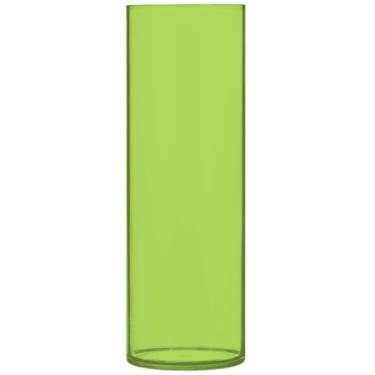 Imagem de Vaso central cilíndrico verde amarelo para mesa vaso de plástico grande personalizado exclusivo decoração de flores modernas, 30 cm x 9,9 cm