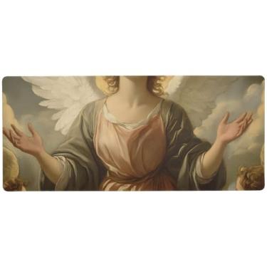 Imagem de Mouse pad dourado Angel Woman antiderrapante, tamanho de mesa, 90 x 39,9 cm, superfície lisa para controle de precisão