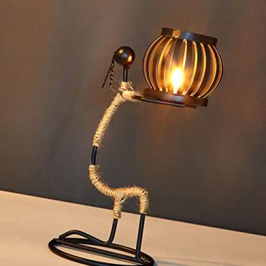 Imagem de Generic Candelabro Artístico de Corda de Cânhamo Em Forma única de Ferro Forjado para Decoração de Bar e Mesa de Sala de Jantar (Tipo G)