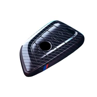 Imagem de Capa de chave de carro de fibra de carbono compatível com Bmw X1 X3 X4 X5 X6 X7 1 3 5 6 Série G20 G30 G11 F15 F16 G01 G02 F48 M Titular Chaveiro(Carbon black)