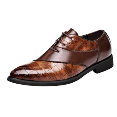 Imagem de Tênis masculino fashion casual verão cor sólida negócios formal sola macia sapatos de couro, Marrom, 41