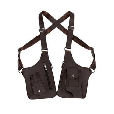 Imagem de Bolsa de ombro masculina retrô | Mochila transversal multifuncional nas axilas para mulheres | Essenciais de viagem ao ar livre, Marrom escuro, One Size