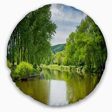 Imagem de Design lindo verão com paisagem de grama verde, sala de estar, sofá, almofada de alta qualidade + capa de almofada impressa em ambos os lados 40 cm