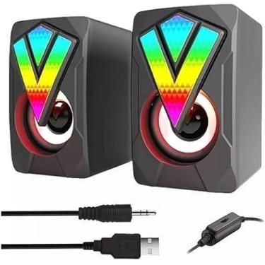 Imagem de Gamer 2 Caixinha Usb Com Luzes Caixa De Som Pc