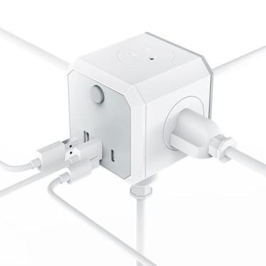 Imagem de Adaptador De Tomada De Parede | Cubo Com Portas USB Para Carregamento Multifuncional De Telemóveis Tablets E Auscultadores | Adaptador de Múltiplas Tomadas Elétricas,para Telemóveis Tablets Computador