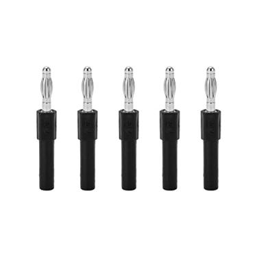 Imagem de Adaptador de plugue banana de 4 mm de alta condutividade PA latão Conversão de 4 mm a 2 mm Plugue banana macho para fêmea para instrumentos industriais multímetros 5 unidades 5 (Preta)