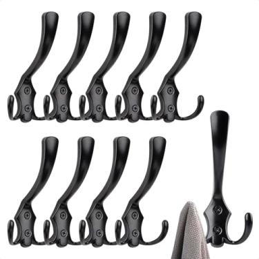 Imagem de Ganchos Para Casacos De Parede - Gancho De Design Com 3 Pontas - Com 20 Parafusos Para Instalação - Para Chapéu Cachecol Saco Toalha Chave Guarda-Chuva