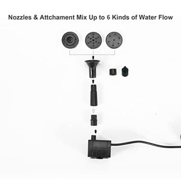 Imagem de CUOFYUNL Bomba de fonte solar de 6,5 W com 6 bicos DIY Birdbath Bomba de água submersível Bomba de fonte externa para tanque de peixes Jardim Piscina Aquário