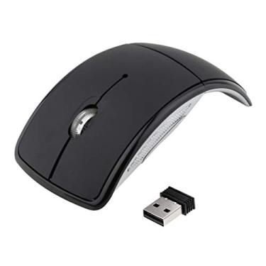Imagem de Mouse óptico sem fio da Almencla, 2,4 GHz, USB, dobrável, com receptor USB para laptop, PC, superfície de notebook (preto)