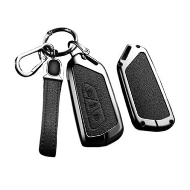 Imagem de Capa para chave remota de carro, compatível com vw golf 8 octavia a8 mk8 2022 2021 seat leon mk4, acessórios para chaveiro de couro de liga de zinco(B -2 Black)
