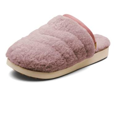 Imagem de OLUKAI Pantufa feminina Pupu Mua, sapatos confortáveis, couro nobuck genuíno e couro nobuck premium, Sal marinho rosa/sal marinho rosa, 37