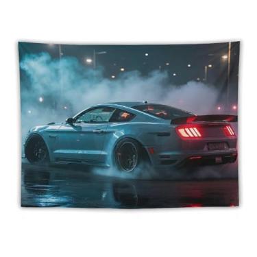 Imagem de HouLaiZhe JDM Tapeçaria de carro à deriva Muscle Car Burn The Tire legal pendurar na parede quarto decoração de casa tapeçarias estética piquenique decoração de parede arte de parede para dormitório