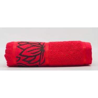 Imagem de Toalha de Banho Jacquard 75x150cm - Algodão Grossa Felpuda Alta Absorção e Toque Macio - Ideal para Banho e Rosto (Vermelho)