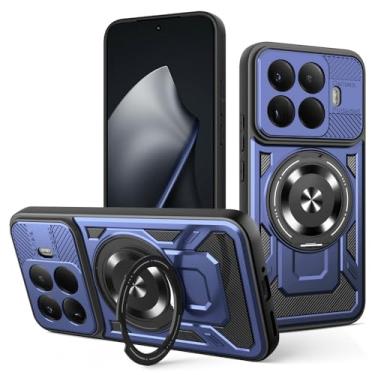 Imagem de Kukoufey Capa compatível com Xiaomi 15T Pro 5G 2506BPN68G, compatível com MagSafe, suporte magnético giratório de 360 graus, capa de telefone antiqueda, azul
