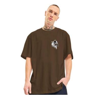 Imagem de Camiseta Oversized Unissex Anjo Bandido AK Quebrada, Marrom, GG