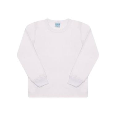Imagem de Camiseta Manga Longa Infanto Juvenil Masculina Algodão - Aymee, Branco