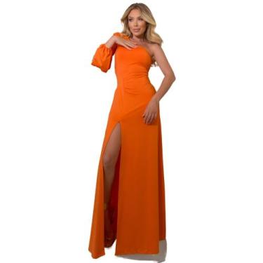 Imagem de Vestido Longo Com Fenda Madrinha Formatura Nula Manga Mula Manca - Gis