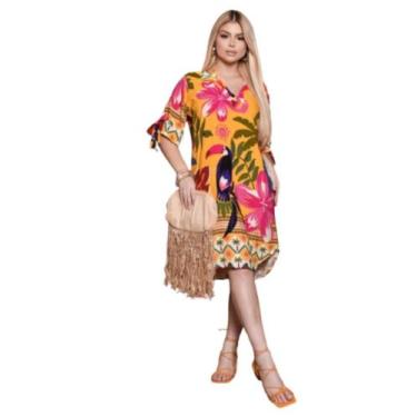 Imagem de Vestido chemise feminino Liso e estampado fresquinho  - Mamu, GG, Amar