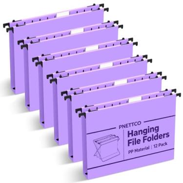 Imagem de Pasta de arquivo de plástico com capacidade extra, pacote com 12 pastas suspensas reforçadas, tamanho carta, pastas de armário de expansão de 2,5 cm, para arquivos em massa, gráficos médicos, roxo