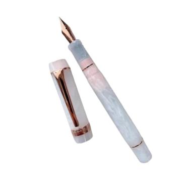 Imagem de RORFFK Caneta-tinteiro acrílica limão ponta longa faca bonita mármore âmbar caneta de tinta escrita escritório negócios novo (17)