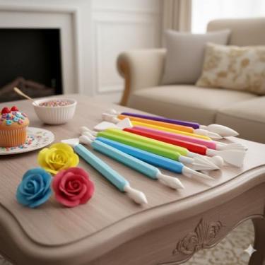 Imagem de Kit Estecas Biscuit 8 Peças Modelar Esculpir Massas Artesanato