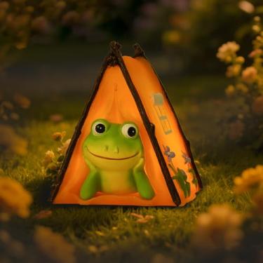 Imagem de Estátuas de jardim de sapo solar, decoração ao ar livre, estátuas de barraca externa de resina com luz solar, decorações de quintal ao ar livre para pátio, varanda, varanda, enfeites de gramado