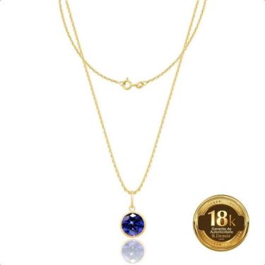 Imagem de Cordão Feminino Ouro 18k + Ponto De Luz - Sofistgold, Azul safira, 45c