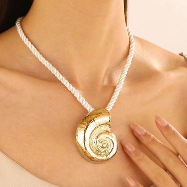 Imagem de Colar com pingente de concha de estrela do mar dourado para mulheres, joias modernas, vestidos, acessórios, oceano, praia, fantasia, joias para mulheres, presentes de amizade, presentes para mulheres
