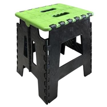 Imagem de Banqueta Dobrável 100kg Alça de Transporte PP Reforçado Portátil Casa Camping Pesca Banco(Verde)