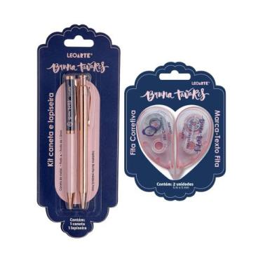 Imagem de COMP Kit Office Bruna Tavares Fita Corretiva Marca-Texto + Caneta e La