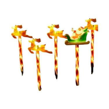 Imagem de Luzes De Natal Para Jardim Externo 1-5PCS, Veado Puxando O Papai Noel,