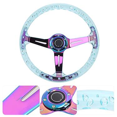 Imagem de Keenso Volante, Volante de Carro de 14 Polegadas, Design de 6 Furos, Construção Em Aço Acrílico de Alto Brilho, para Carro de Corrida Atv Kart Utv (Roxa)